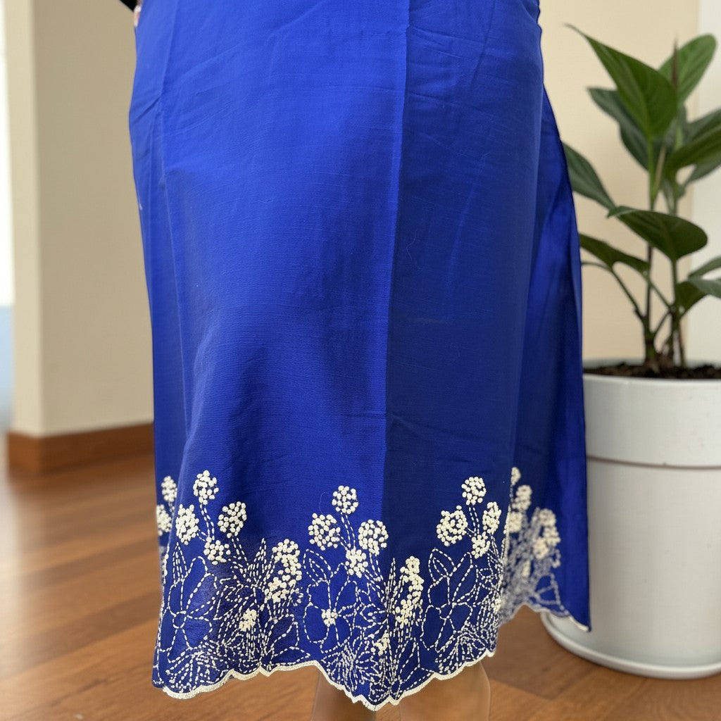 Neelam Scallop Neck Embroidered Dress— Royal Blue (Sold Out)