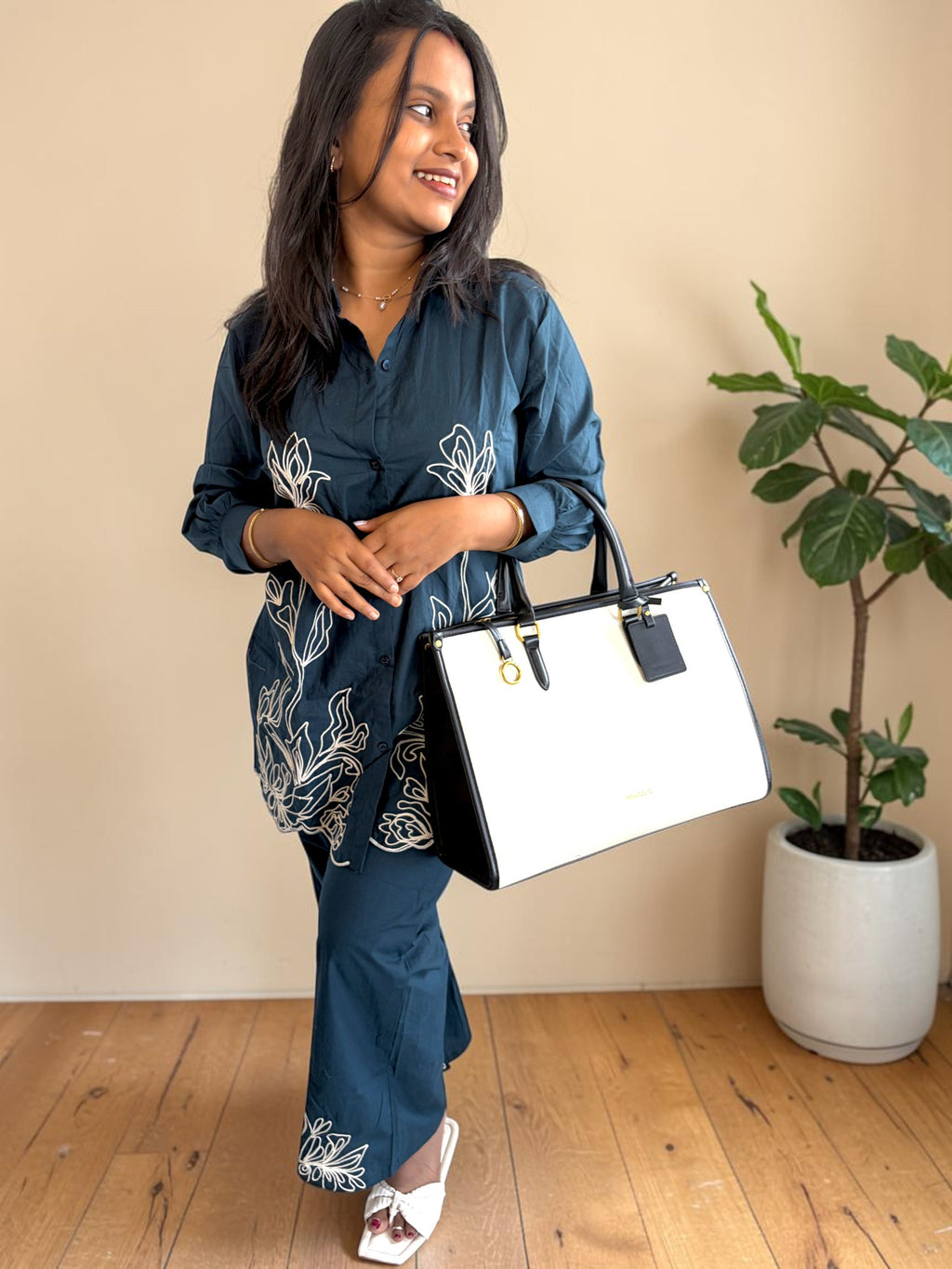 Teal Botanical Embroidered Coord Set