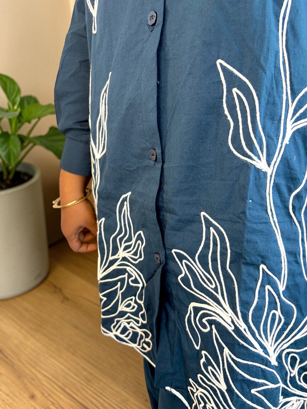 Teal Botanical Embroidered Coord Set