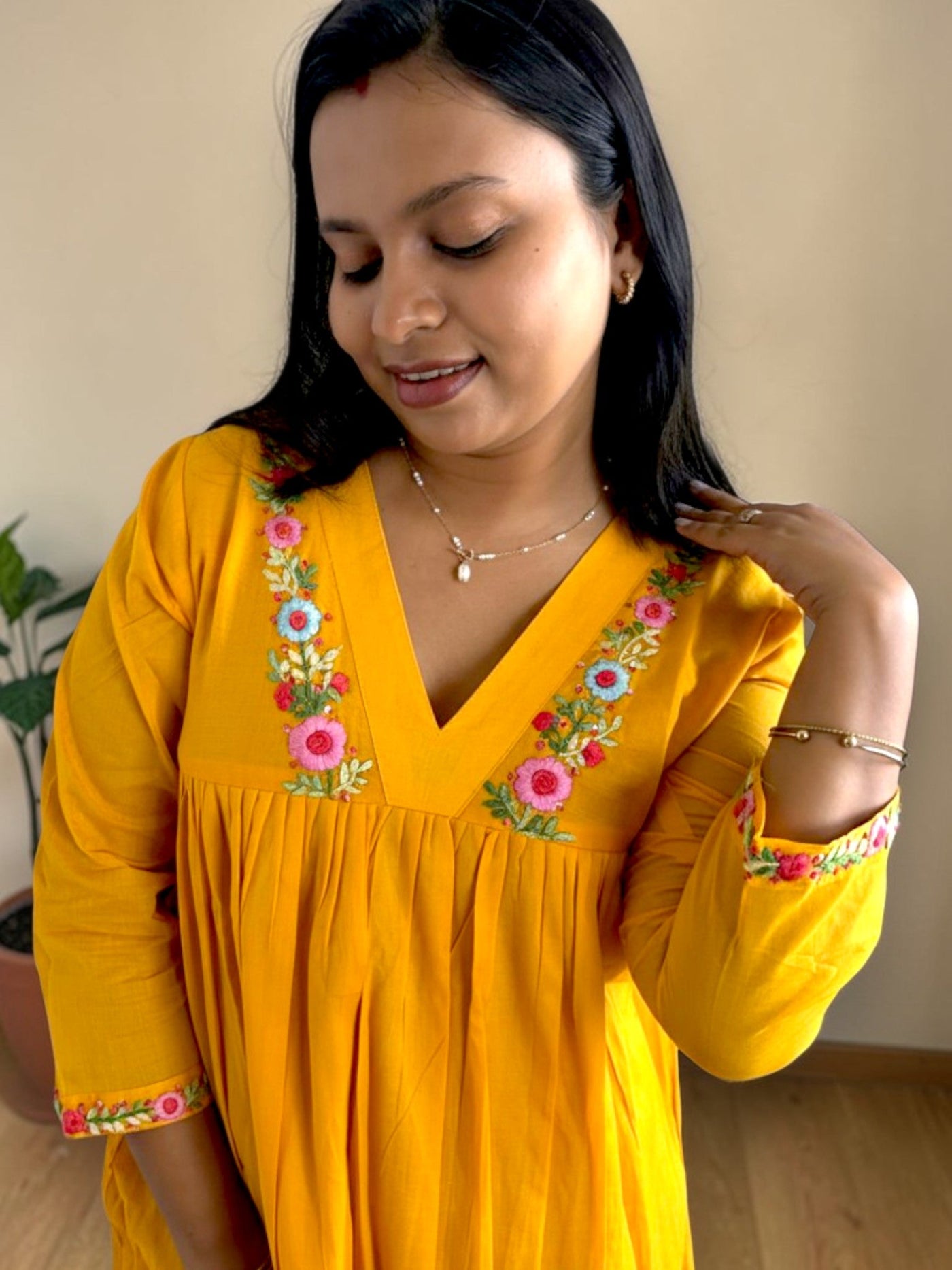 Sunshine Bloom Embroidered Yellow Anarkali Dress