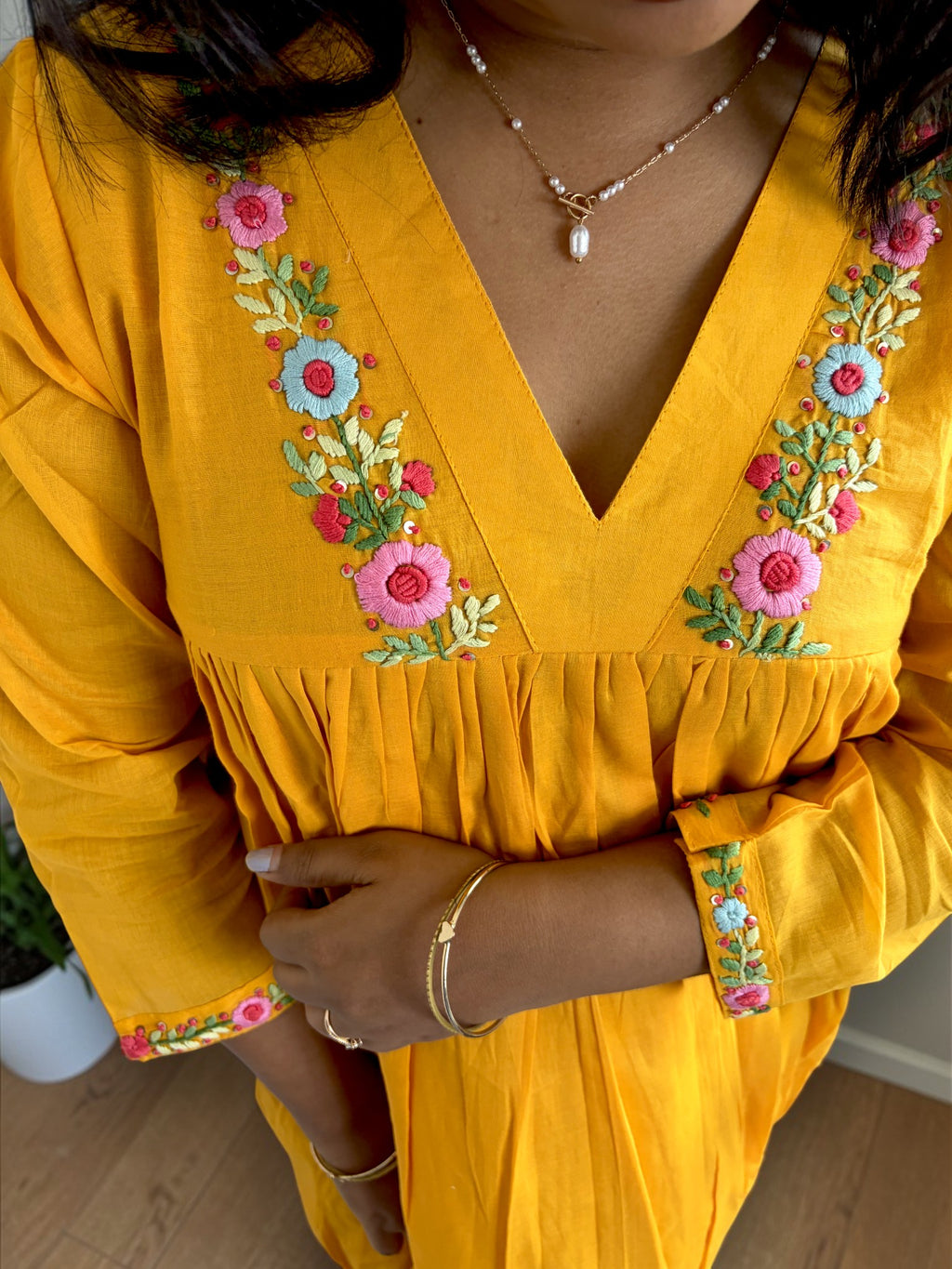 Sunshine Bloom Embroidered Yellow Anarkali Dress