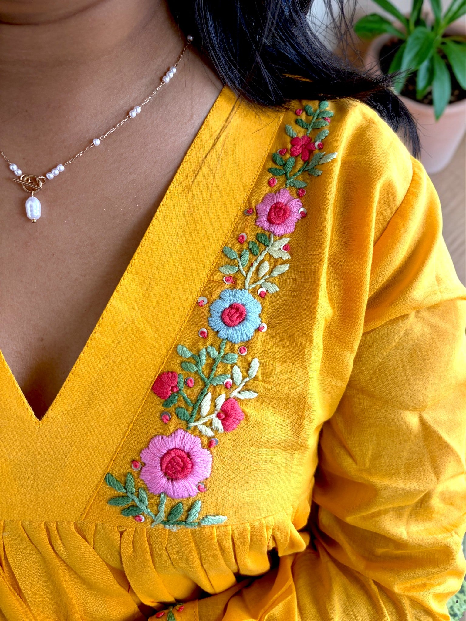 Sunshine Bloom Embroidered Yellow Anarkali Dress