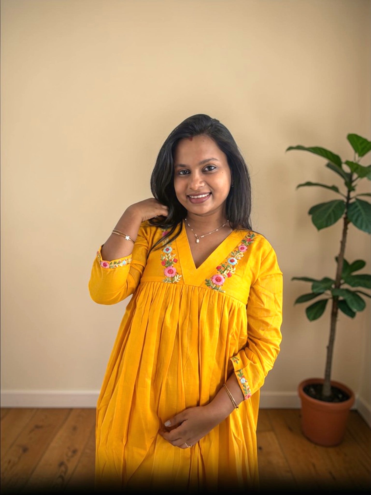 Sunshine Bloom Embroidered Yellow Anarkali Dress