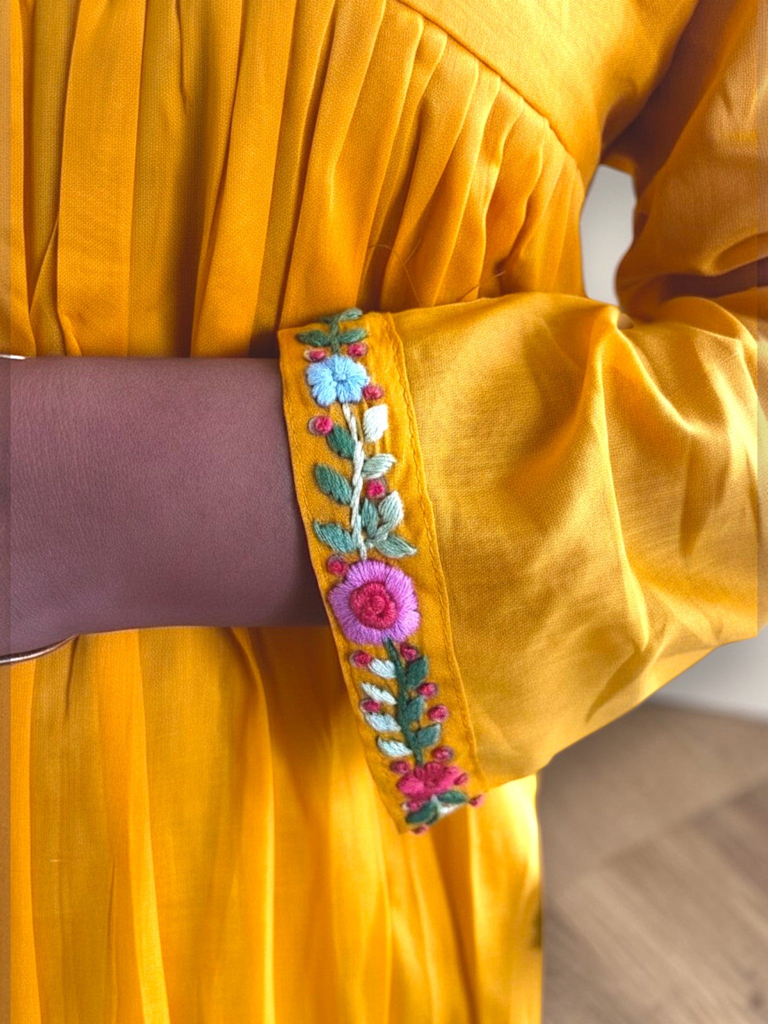 Sunshine Bloom Embroidered Yellow Anarkali Dress