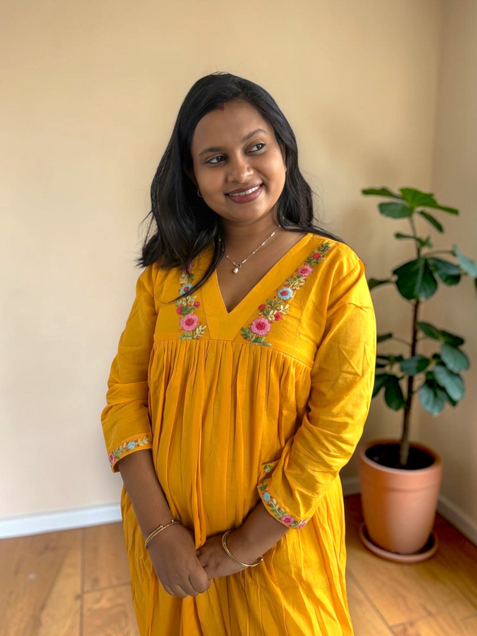Sunshine Bloom Embroidered Yellow Anarkali Dress