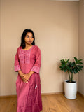 Gulkand Mirror Work Kurta — Dusty Rose