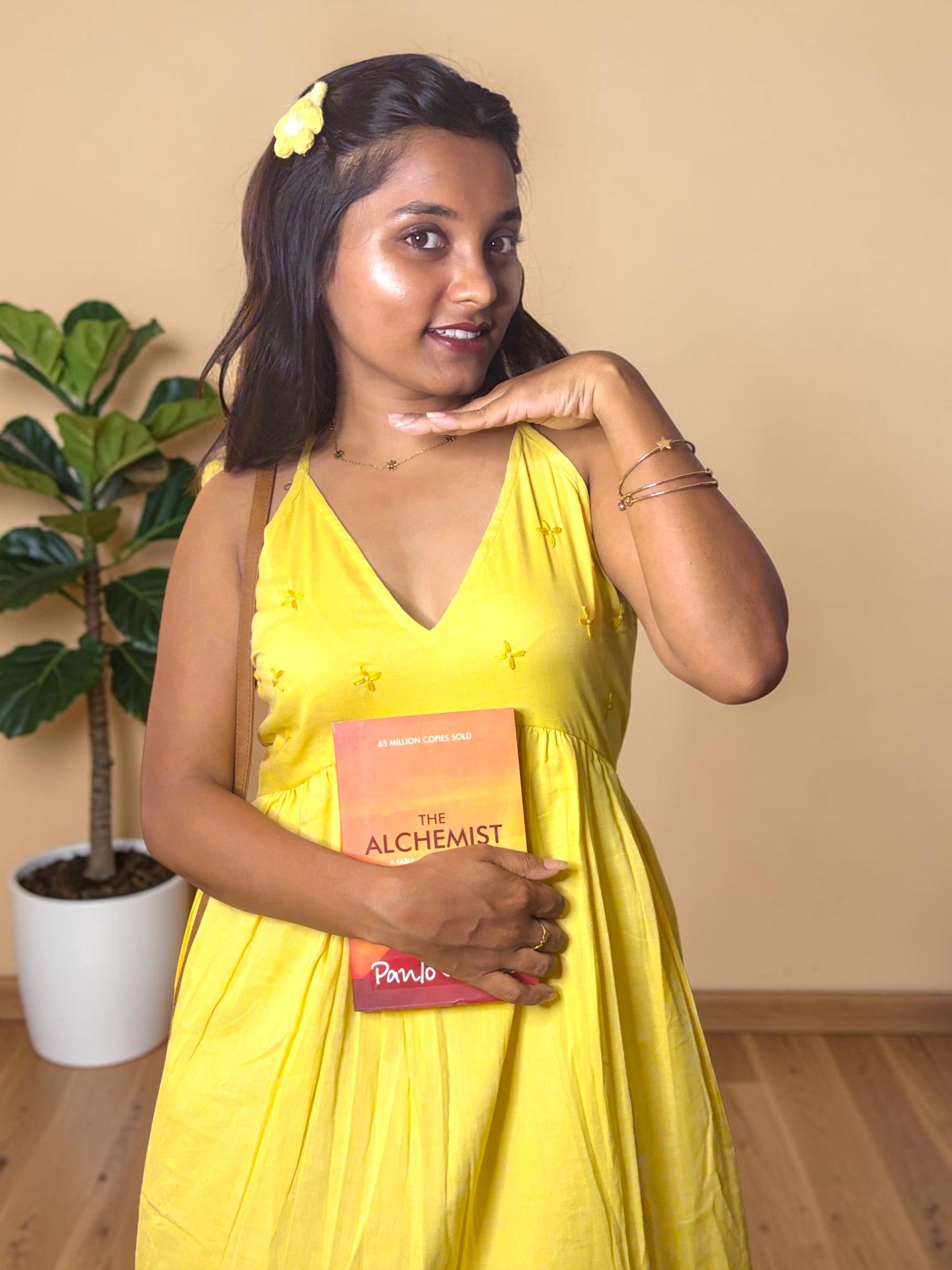 Embroidered Open-Back Maxi Dress — Sunshine Yellow